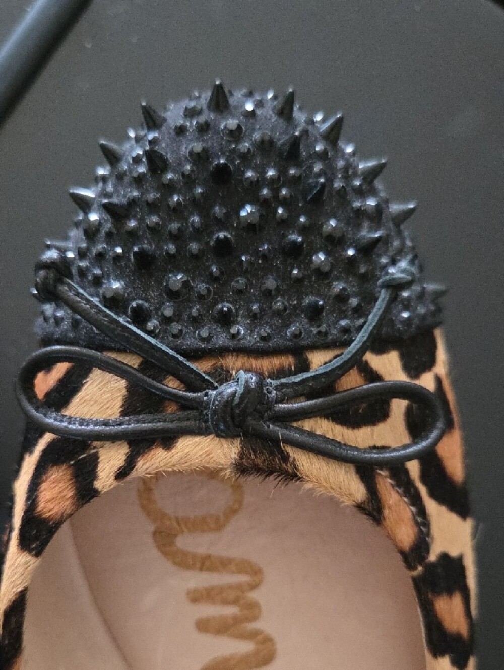 Sam Edelman Leopard Print Ballet Flats with Studded Black Toe Nwot - Picture 2 of 3